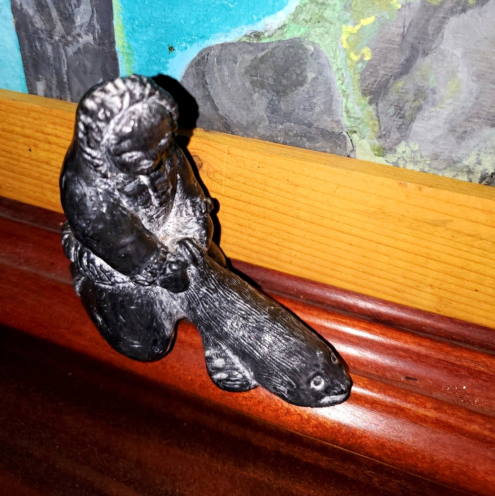 Small 3.5" A Wolf Original Inuit Fish Sculpture